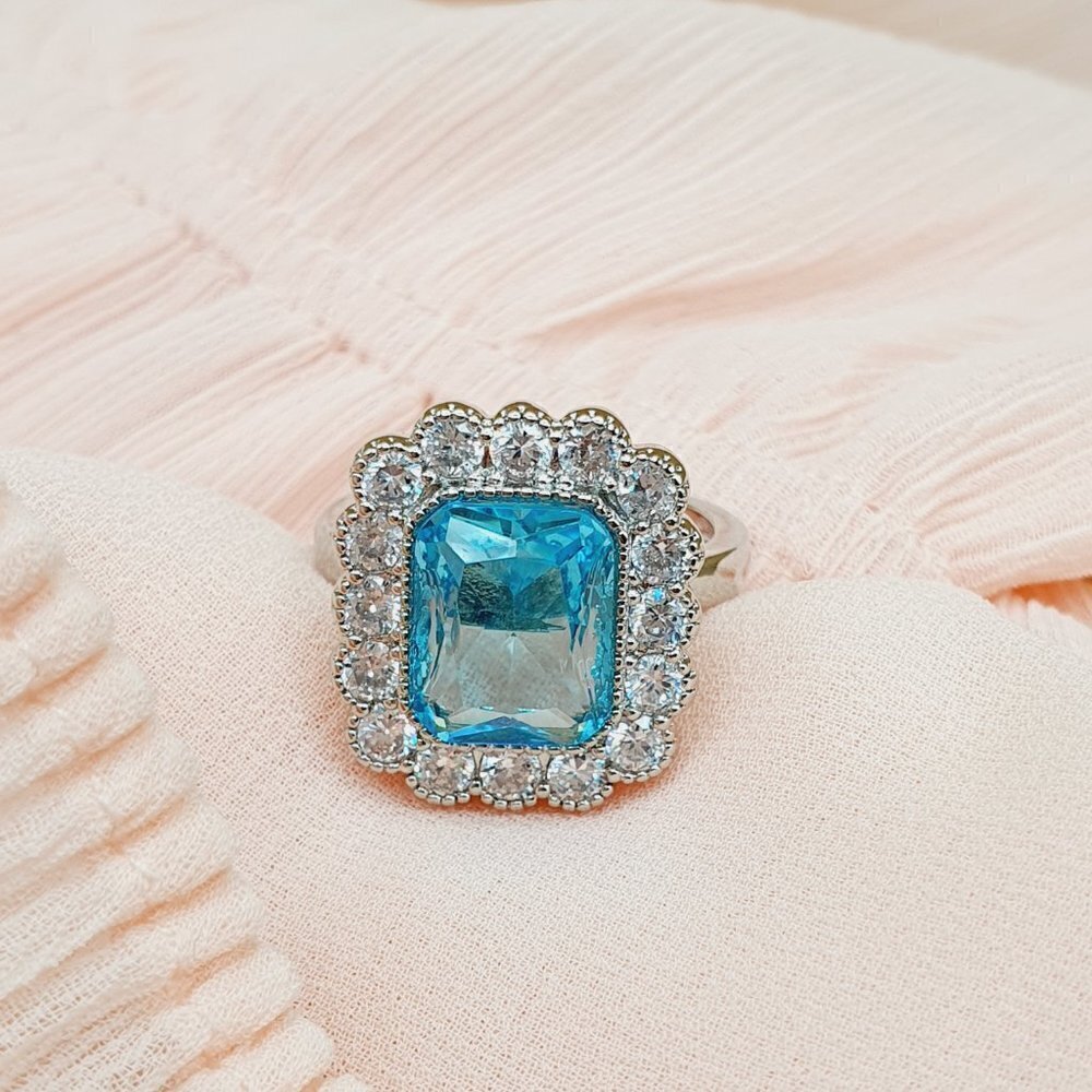 💎 Crystal Clear Gemstones Zircon Flower Luxury Rings for Women, INDN8386 - Picture 8 of 11